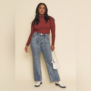 Whimsy + Row Blue Farrah Straight Leg Jeans